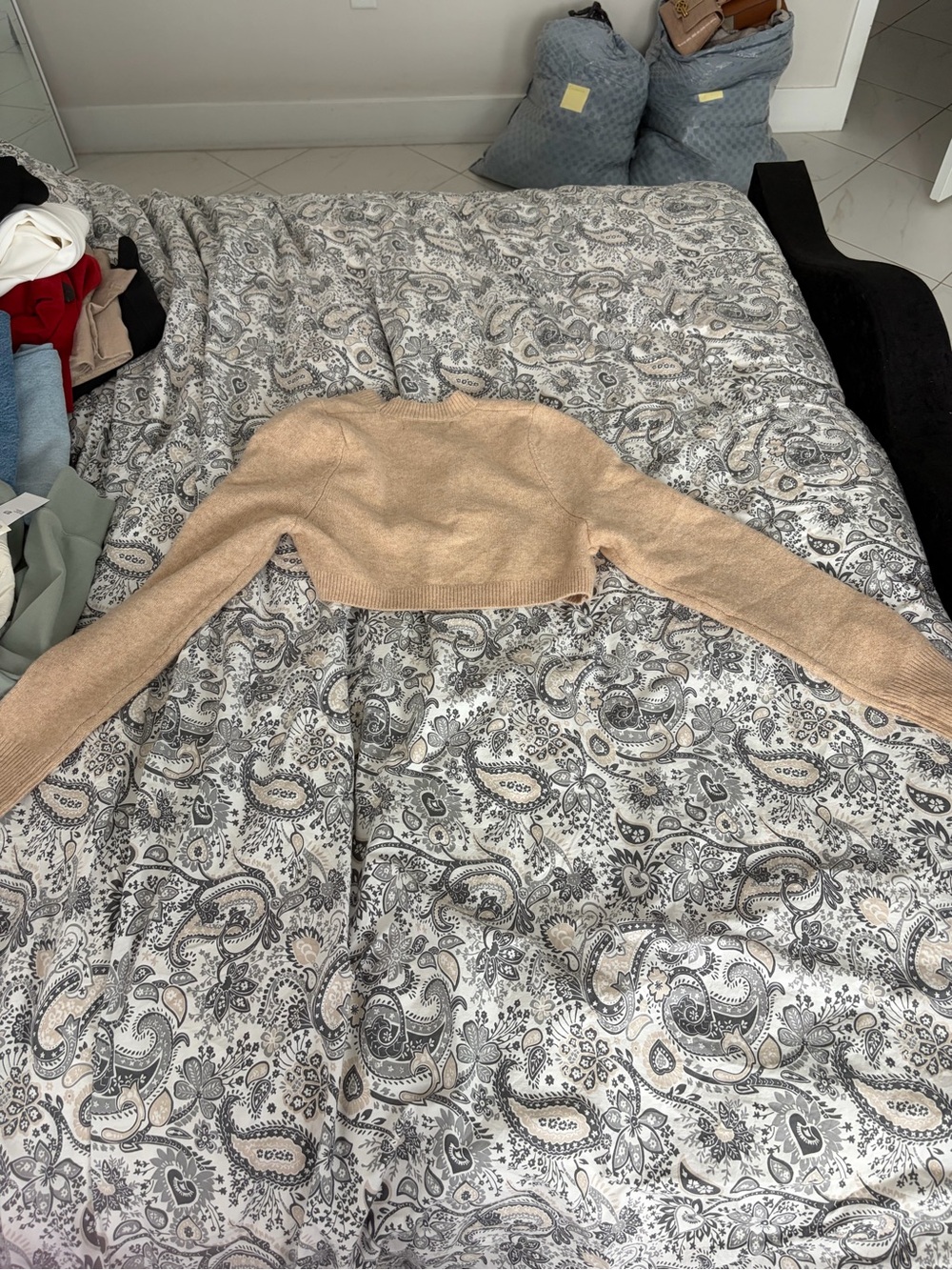 Mango Beige Ribbed Cropped Cardigan - Picture 3 of 3